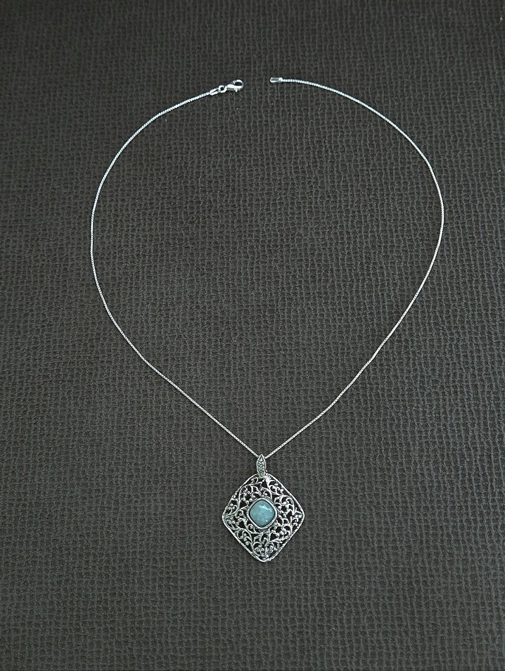 Noa Zuman Silver🤍 Square Scroll📜 with Amazonite Pendant Necklace - NWT